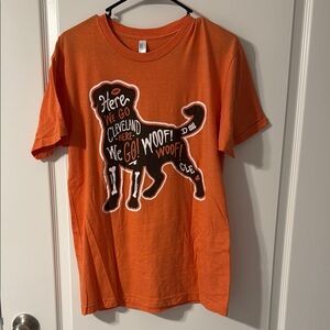 American Apparel Orange Short Sleeve Cleveland Browns Dog Graphic Tee